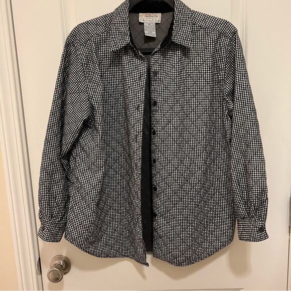 VTG Talbots quilted lined flannel Shacket Sz Small Petite houndstooth *tiny flaw - Picture 3 of 12